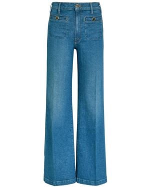 Mother The Stashed Hustler Roller Sneak Wide-Leg Jeans - Blue