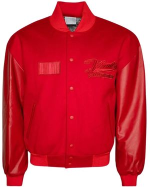 VTMNTS Jack Met Borduurwerk En Leren Mouwen - Rood