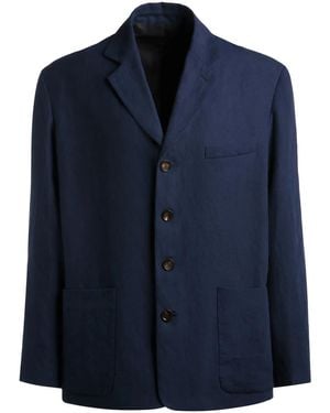 Bally Single-Breasted Linen Blazer - Blue