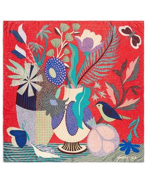 Bimba Y Lola Floral-Printed Scarf - Red
