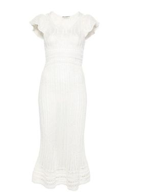 JW Anderson Vestido de ganchillo con volantes - Blanco