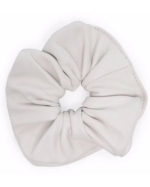 Manokhi Textured Leather Scrunchie - White