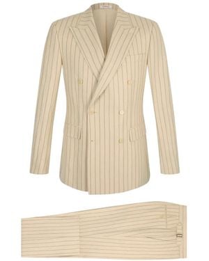Fursac Pinstripe Double-Breasted Suit - White