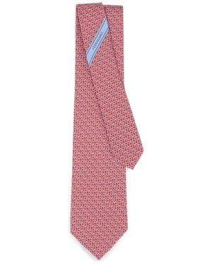 Ferragamo Seidenkrawatte Mit Gancini-Print - Pink