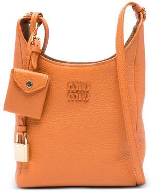 Miu Miu Bandolera Con Charm De Candado - Naranja