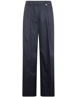 Myths Elasticated-Waistband Pressed-Crease Pants - Blue