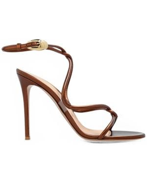 Gianvito Rossi Jungle Mamba Metallic Leather Sandals - White