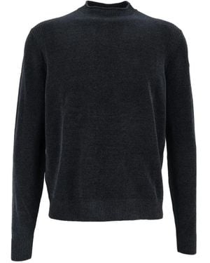 Rrd Velvet-Effect Crew-Neck Sweater - Blue