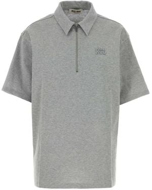 Miu Miu Oversize Zip-Polo Shirt - Grey