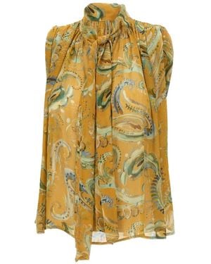 Marella Scarf-Detail Paisley Blouse - Yellow