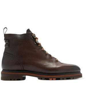 Santoni Bottines En Cuir À Lacets - Marron