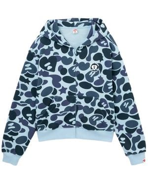 AAPE BY A BATHING AP Camouflage-Print Hoodie - Blue