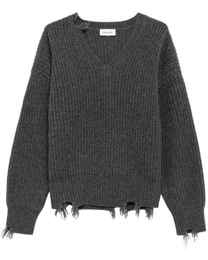 AMISH Gerippter Pullover Im Distressed-Look - Grau