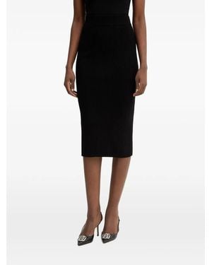 Guess Terra Ribbed-Knit Rear-Slit Skirt - Black