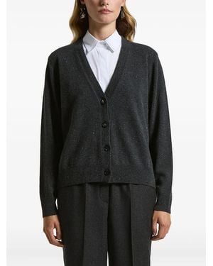 Peserico Button V-Neck Jumper - Black