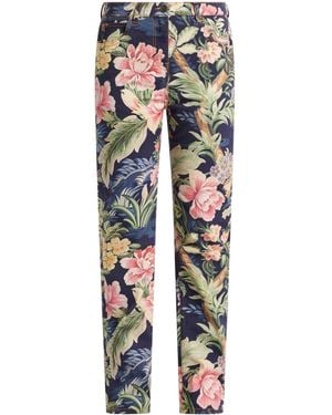 Etro Floral-Print Jeans - Blue