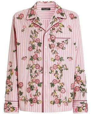 Dolce & Gabbana Cotton And Silk Vanity Shirt With Embroidery - Pink