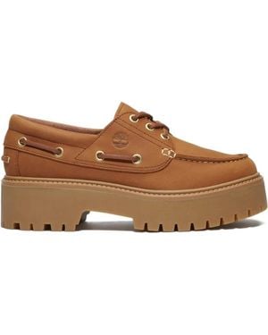 Timberland Logo-Embossed Lace-Up Shoes - Brown
