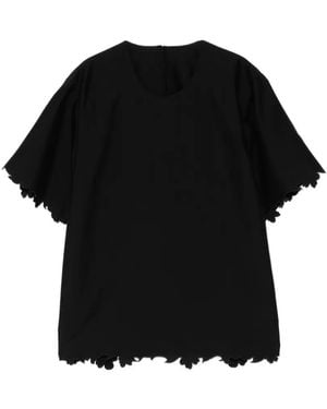 JNBY Scalloped-Trim Short-Sleeve Top - Black