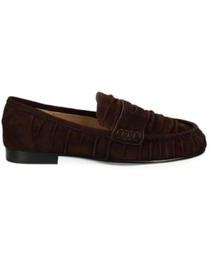 Bibi Lou Ruched Suede Loafers - White