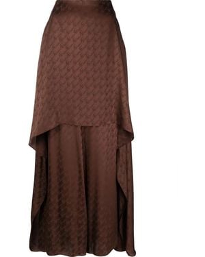 Fendi Wide-Leg Monogram-Pattern Trousers - Brown