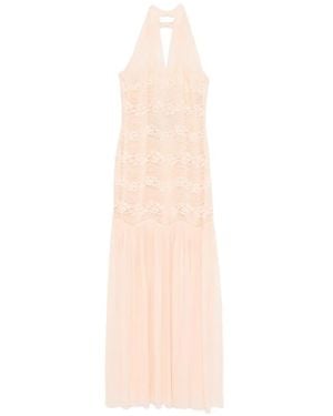 Twinset Lace-Detail Pleated Maxi Dress - White