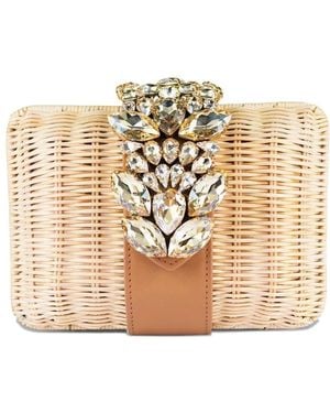 Gedebe Capri Crystal-Embellished Clutch Bag - Natural