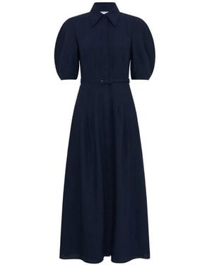 Gabriela Hearst Maude プリーツ ベルテッド シャツドレス - ブルー