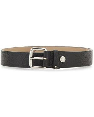 Gianni Chiarini Logo-Charm Grained Calf Leather Belt - White