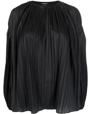 Rochas Pleated Puff-Sleeve Blouse - Black