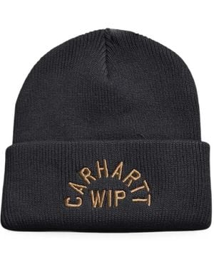 Carhartt Arch Script Logo-Embroidered Ribbed-Knit Beanie Hat - Blue