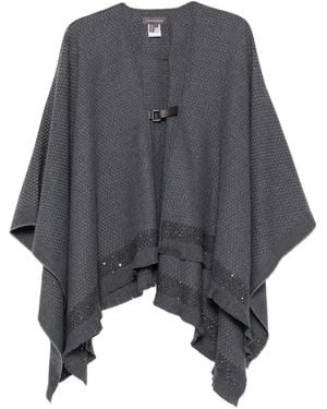 Lorena Antoniazzi Sequin-Embellished Fringed Poncho - Gray