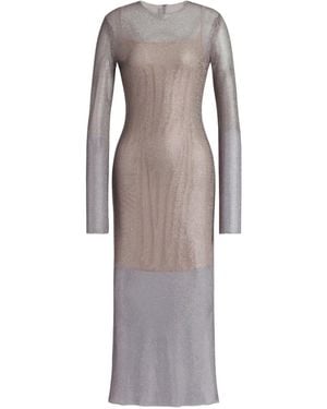 Alberta Ferretti Crystals Net Midi Dress - Grey