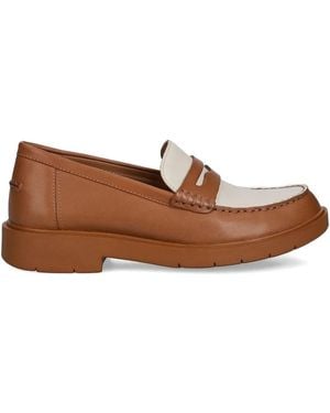 Geox Two-Tone Leather Loafers - Brown