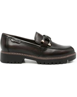 Tamaris Buckle-Detail Lug-Sole Loafers - Black