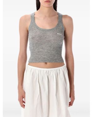 Miu Miu Ribbed Tank Top - Grey