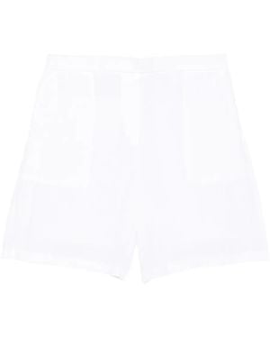 Marc O' Polo Flat-Front Linen Shorts - White