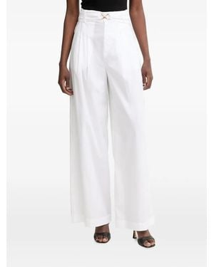 Twinset Pleated Wide-Leg Trousers - White