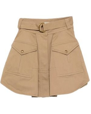 Zimmermann Belted Cargo-Pocket Mini Skirt - Natural