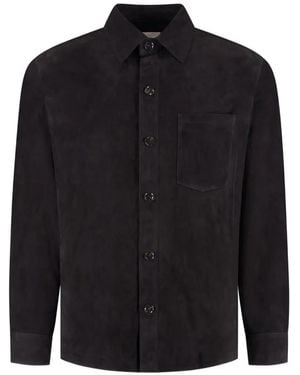 Arma Dino Suede Button-Down Shirt - Black