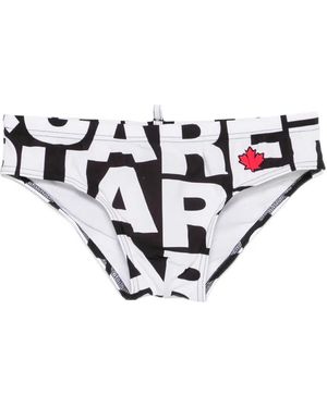 DSquared² Logo-Print Swimming Trunks - White