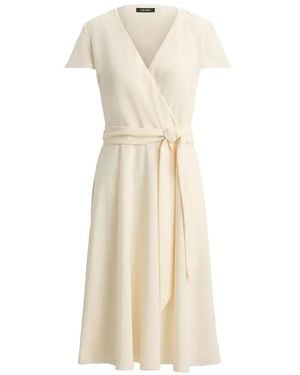 Ralph Lauren Robe Mi-Longue Portefeuille À Manches Courtes - Natural