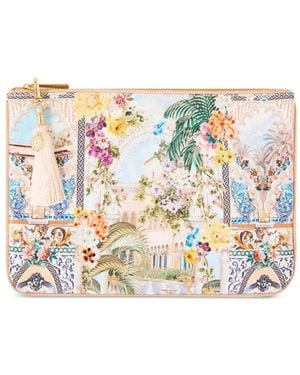 CAMILLA Small The Architects Of Alcázar Zip Clutch Bag - Natural