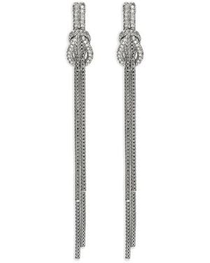 John Hardy Pendientes Love Knot Con Diamantes - Blanco