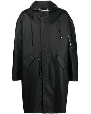 Helmut Lang Logo-Print Drawstring Parka - Black