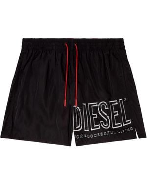 DIESEL Soccer-41-D-Core Logo Swim Shorts - Black