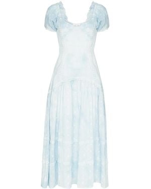 LoveShackFancy Jeanette Pleated Dress - Blue
