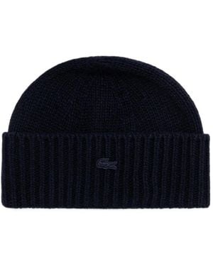Lacoste Gorro De Canalé Con Parche Del Logo - Azul