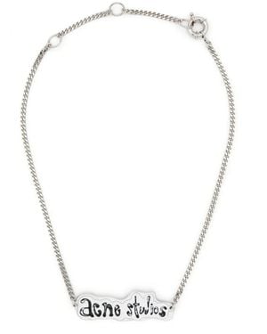 Acne Studios Logo-Pendant Chain-Link Necklace - White