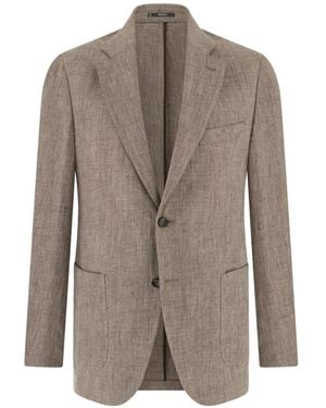 BOGGI Mélange Pure Linen Jacket - Brown